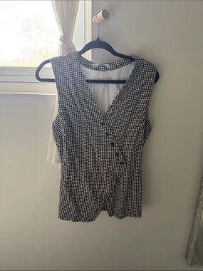 Abercrombie & Fitch Black and White Gingham Wrap Tank